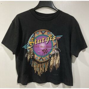 3D Emblem Sturgis Black Hills‎ Rally '95 Black Cropped SS T-Shirt Size Large